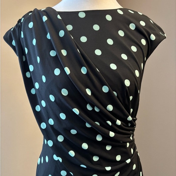 Connected Apparel Black and mint Asymmetrical Midi Dress - Picture 2 of 5
